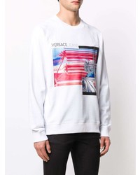 Sweat-shirt imprimé blanc VERSACE JEANS COUTURE