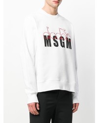 Sweat-shirt imprimé blanc MSGM