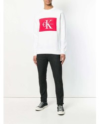 Sweat-shirt imprimé blanc Calvin Klein Jeans