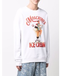 Sweat-shirt imprimé blanc Moschino