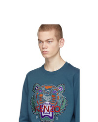 Sweat-shirt imprimé bleu canard Kenzo