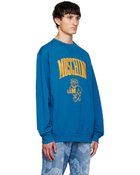 Sweat-shirt imprimé bleu canard Moschino