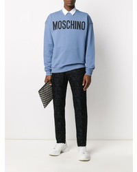 Sweat-shirt imprimé bleu clair Moschino