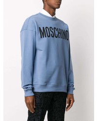 Sweat-shirt imprimé bleu clair Moschino