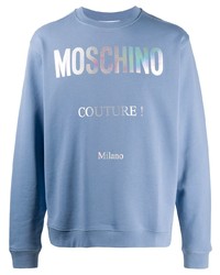 Sweat-shirt imprimé bleu clair Moschino