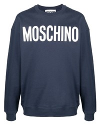 Sweat-shirt imprimé bleu marine et blanc Moschino
