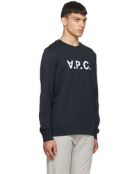 Sweat-shirt imprimé bleu marine et blanc A.P.C.