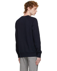 Sweat-shirt imprimé bleu marine et blanc Balmain