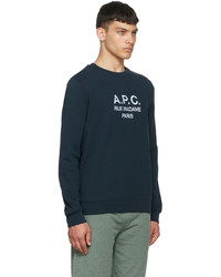 Sweat-shirt imprimé bleu marine et blanc A.P.C.