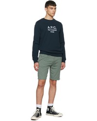 Sweat-shirt imprimé bleu marine et blanc A.P.C.