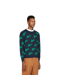 Sweat-shirt imprimé bleu marine et vert Kenzo