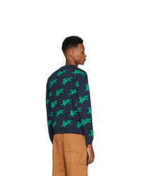 Sweat-shirt imprimé bleu marine et vert Kenzo