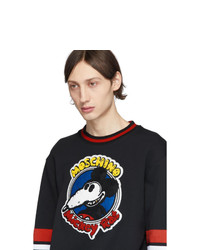 Sweat-shirt imprimé bleu marine Moschino