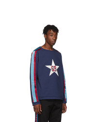 Sweat-shirt imprimé bleu marine Gucci