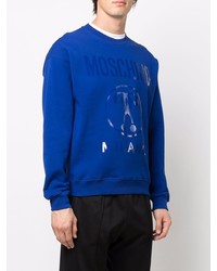 Sweat-shirt imprimé bleu marine Moschino