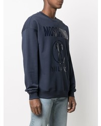 Sweat-shirt imprimé bleu marine Moschino