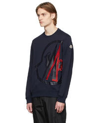 Sweat-shirt imprimé bleu marine Moncler