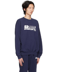 Sweat-shirt imprimé bleu marine Sporty & Rich