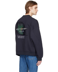 Sweat-shirt imprimé bleu marine Wooyoungmi