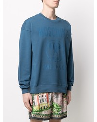 Sweat-shirt imprimé bleu Moschino