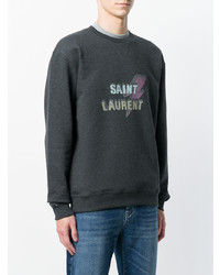 Sweat-shirt imprimé gris foncé Saint Laurent