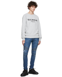 Sweat-shirt imprimé gris Balmain