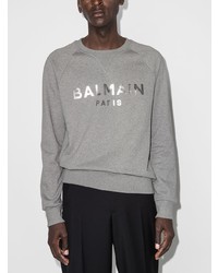 Sweat-shirt imprimé gris Balmain