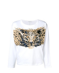 Sweat-shirt imprimé léopard blanc