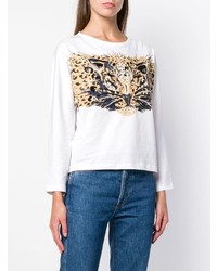 Sweat-shirt imprimé léopard blanc Sonia Rykiel