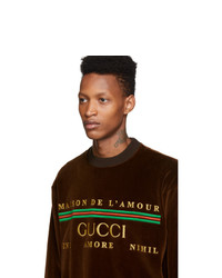 Sweat-shirt imprimé marron foncé Gucci