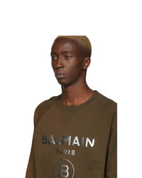 Sweat-shirt imprimé marron foncé Balmain