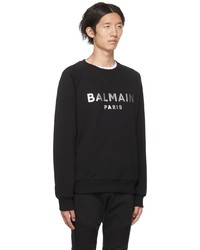 Sweat-shirt imprimé noir et argenté Balmain