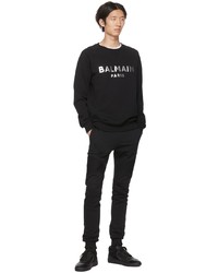 Sweat-shirt imprimé noir et argenté Balmain