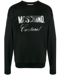 Sweat-shirt imprimé noir et argenté Moschino