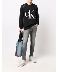 Sweat-shirt imprimé noir et blanc Calvin Klein Jeans