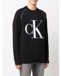 Sweat-shirt imprimé noir et blanc Calvin Klein Jeans