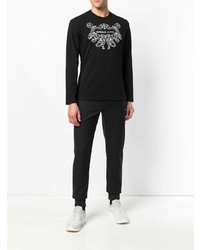 Sweat-shirt imprimé noir et blanc Versace Jeans