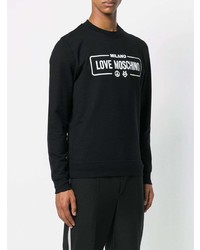 Sweat-shirt imprimé noir et blanc Love Moschino