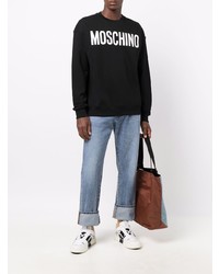 Sweat-shirt imprimé noir et blanc Moschino