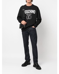 Sweat-shirt imprimé noir et blanc Moschino