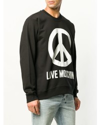 Sweat-shirt imprimé noir et blanc Love Moschino