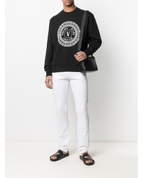 Sweat-shirt imprimé noir et blanc VERSACE JEANS COUTURE