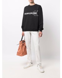 Sweat-shirt imprimé noir et blanc Calvin Klein Jeans