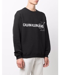 Sweat-shirt imprimé noir et blanc Calvin Klein Jeans