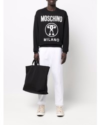 Sweat-shirt imprimé noir et blanc Moschino