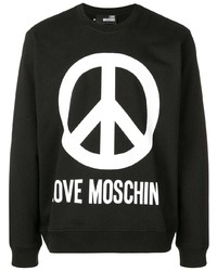 Sweat-shirt imprimé noir et blanc Love Moschino
