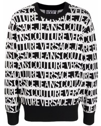 Sweat-shirt imprimé noir et blanc VERSACE JEANS COUTURE