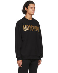 Sweat-shirt imprimé noir et doré Moschino