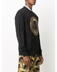 Sweat-shirt imprimé noir et doré VERSACE JEANS COUTURE