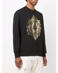 Sweat-shirt imprimé noir et doré VERSACE JEANS COUTURE